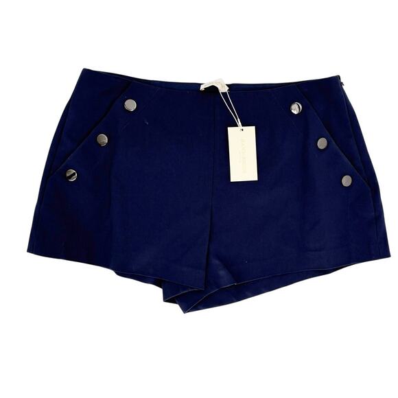 RAMY BROOK Shorts NEW Size 14 Drew Short Navy Blue Gold Buttons Pockets Mini - Picture 3 of 4